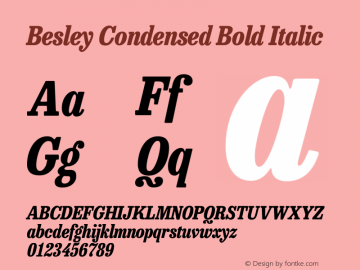 Besley Condensed Bold Italic Version 4.000图片样张