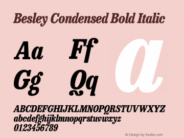 Besley Condensed Bold Italic Version 4.000; ttfautohint (v1.8.4.7-5d5b)图片样张