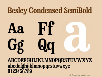 Besley Condensed SemiBold Version 4.000; ttfautohint (v1.8.4.7-5d5b)图片样张