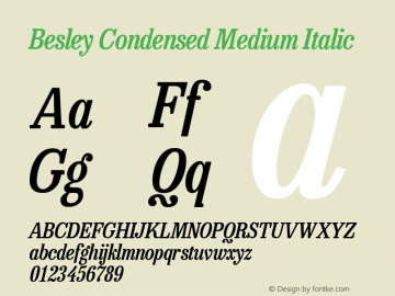 Besley Condensed Medium Italic Version 4.000; ttfautohint (v1.8.4.7-5d5b)图片样张