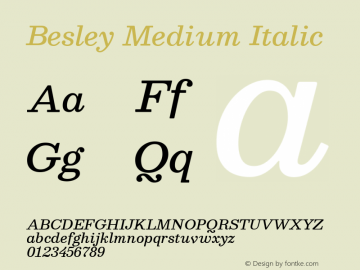 Besley Medium Italic Version 4.000; ttfautohint (v1.8.4.7-5d5b)图片样张