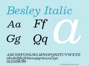 Besley Italic Version 4.000; ttfautohint (v1.8.4.7-5d5b)图片样张