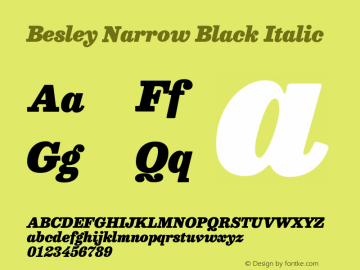 Besley Narrow Black Italic Version 4.000; ttfautohint (v1.8.4.7-5d5b)图片样张