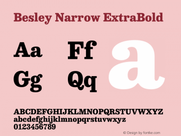 Besley Narrow ExtraBold Version 4.000图片样张