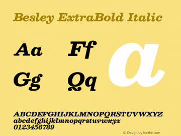 Besley ExtraBold Italic Version 4.000图片样张