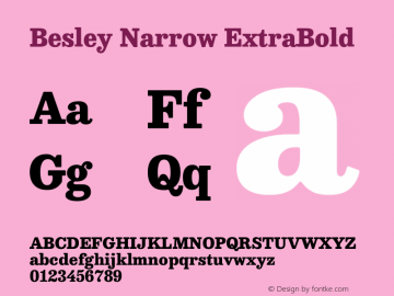 Besley Narrow ExtraBold Version 4.000; ttfautohint (v1.8.4.7-5d5b)图片样张