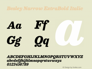 Besley Narrow ExtraBold Italic Version 4.000; ttfautohint (v1.8.4.7-5d5b)图片样张