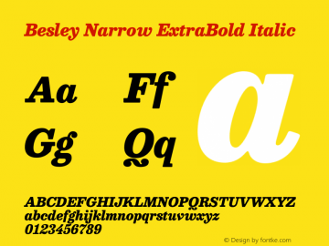 Besley Narrow ExtraBold Italic Version 4.000图片样张