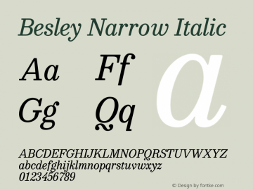 Besley Narrow Italic Version 4.000图片样张