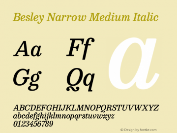 Besley Narrow Medium Italic Version 4.000图片样张