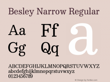 Besley Narrow Regular Version 4.000; ttfautohint (v1.8.4.7-5d5b)图片样张