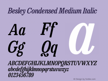 Besley Condensed Medium Italic Version 4.000图片样张