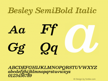 Besley SemiBold Italic Version 4.000; ttfautohint (v1.8.4.7-5d5b)图片样张