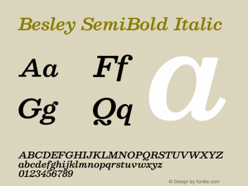 Besley SemiBold Italic Version 4.000图片样张