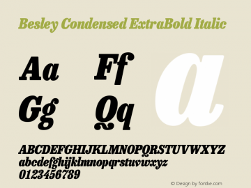 Besley Condensed ExtraBold Italic Version 4.000; ttfautohint (v1.8.4.7-5d5b)图片样张