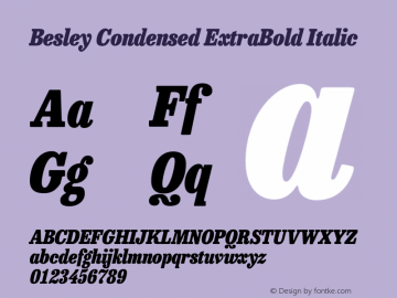 Besley Condensed ExtraBold Italic Version 4.000图片样张