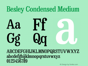 Besley Condensed Medium Version 4.000; ttfautohint (v1.8.4.7-5d5b)图片样张