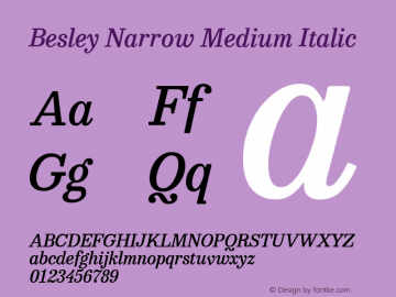 Besley Narrow Medium Italic Version 4.000; ttfautohint (v1.8.4.7-5d5b)图片样张