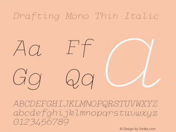 Drafting Mono Thin Italic Version 1.100图片样张