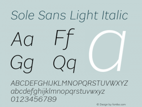 Sole Sans Light Italic Version 1.10图片样张