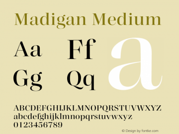 Madigan Medium Version 1.000;hotconv 1.0.109;makeotfexe 2.5.65596图片样张