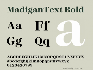 MadiganText Bold Version 1.000;hotconv 1.0.109;makeotfexe 2.5.65596图片样张