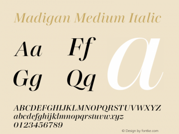 Madigan Medium Italic Version 1.000;hotconv 1.0.109;makeotfexe 2.5.65596图片样张