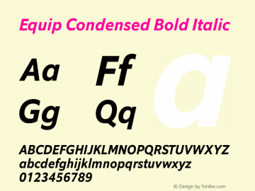 Equip Condensed Bold Italic Version 1.000图片样张