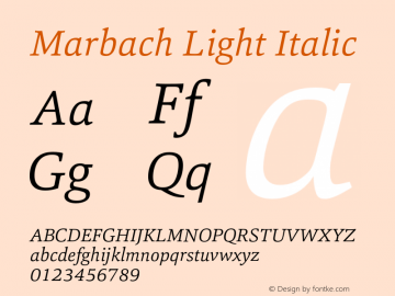 Marbach Light Italic Version 1.000图片样张