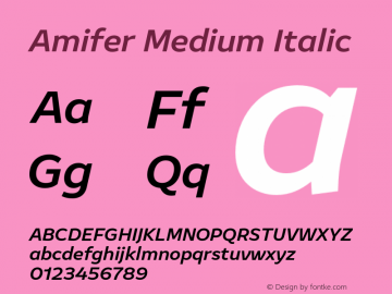Amifer Medium Italic Version 2.000图片样张