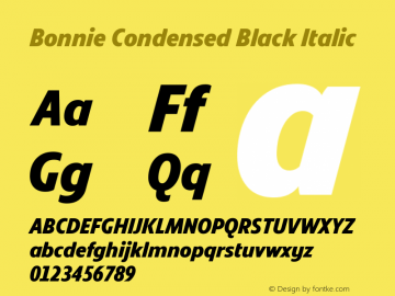 Bonnie Condensed Black Italic Version 1.300图片样张