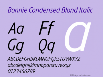 Bonnie Condensed Blond Italic Version 1.300图片样张