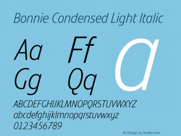 Bonnie Condensed Light Italic Version 1.300图片样张