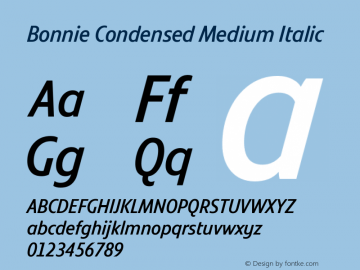 Bonnie Condensed Medium Italic Version 1.300图片样张