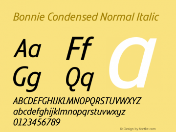 Bonnie Condensed Normal Italic Version 1.300图片样张