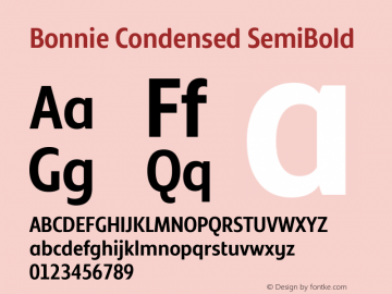 Bonnie Condensed SemiBold Version 1.300图片样张