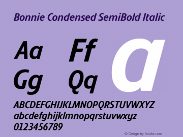 Bonnie Condensed SemiBold Italic Version 1.300图片样张