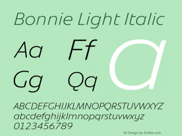 Bonnie Light Italic Version 1.301图片样张