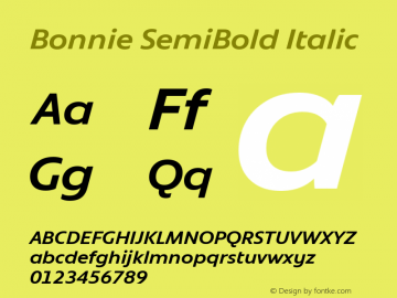 Bonnie SemiBold Italic Version 1.301图片样张