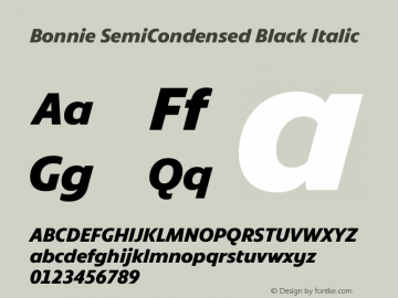 Bonnie SemiCondensed Black Italic Version 1.300图片样张