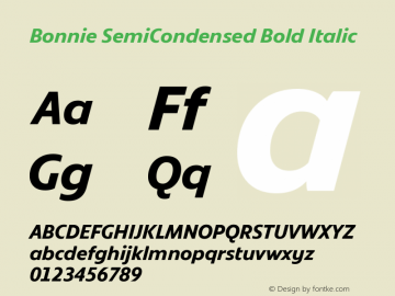 Bonnie SemiCondensed Bold Italic Version 1.300图片样张