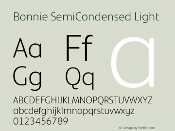 Bonnie SemiCondensed Light Version 1.300图片样张