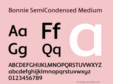 Bonnie SemiCondensed Medium Version 1.300图片样张