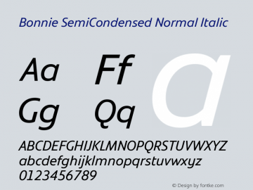 Bonnie SemiCondensed Normal Italic Version 1.300图片样张