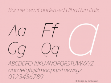 Bonnie SemiCondensed UltraThin Italic Version 1.300图片样张