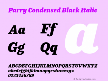 Parry Condensed Black Italic Version 1.200图片样张