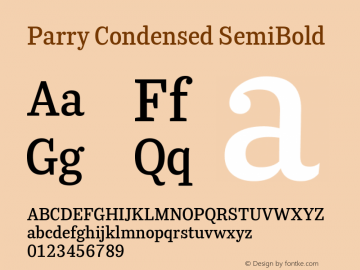 Parry Condensed SemiBold Version 1.200图片样张