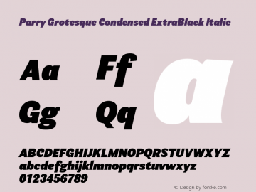 Parry Grotesque Condensed ExtraBlack Italic Version 1.200图片样张