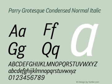 Parry Grotesque Condensed Normal Italic Version 1.200图片样张