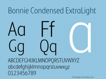 Bonnie Condensed ExtraLight Version 1.400图片样张